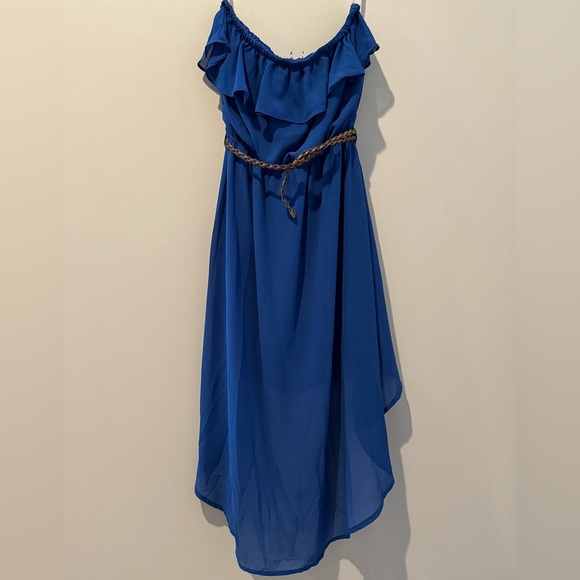Love Culture M Blue Strapless High Low Dress w/ Belt - Picture 2 of 9